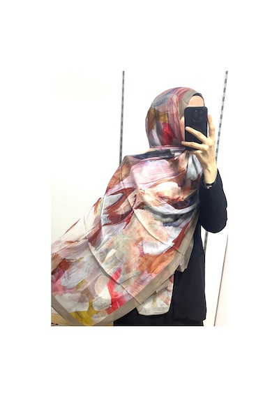 Miray Desenli Organik Alegra Rami Şal - 5655 Vizon