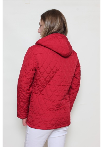 CottonCool Kadın Kapüşonlu Kapitone Mont Kırmızı