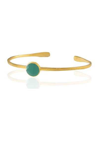Kadir Jewellery Zirkon Taşlı Ayarlanabilir 22 Ayar Altın Kaplama Bilezik Ördek Yeşil