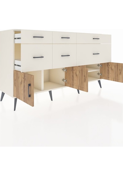 Kronos Konsol Tek Raflı 6 Çekmeceli 4 Kapaklı 176x59x99 Aytaşı-ça Aytaşı-çam/aytaşı