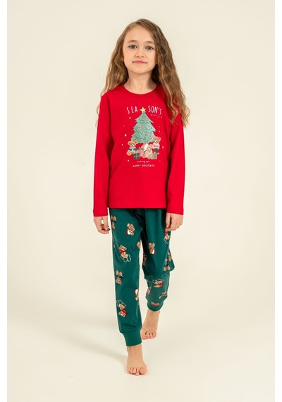Rolypoly Anne Kız Wish You All The Best Kırmızı Uzun Kol Pijama Takım Rp3918-a-v1 Rp3918-a-v1