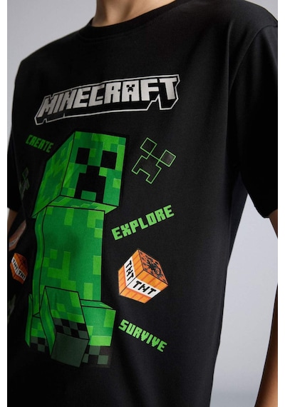Defacto Minecraft Regular Fıt 2li Pijama Takımı Erkek Çocuk H0371a826smbk81 Siyah-bk81
