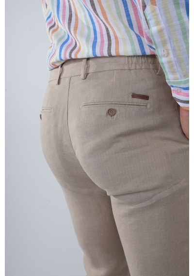 Bisse Erkek Camel Lastikli Bağcıklı Spor Keten Pantolon Pns25y25106 D70 Camel