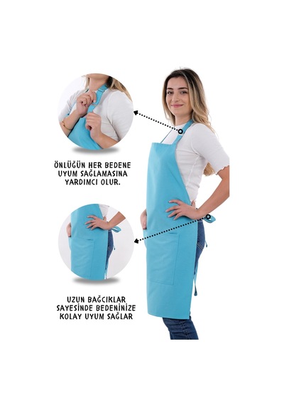 Sevilya Simple Ayar Askılı Mutfak Önlüğü Açık Mavi