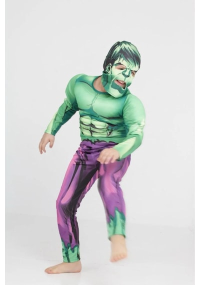 Life For Moda Erkek Çocuk Kaslı Hulk Yeşil Adam Süper Kahraman Kostümü Yeşil