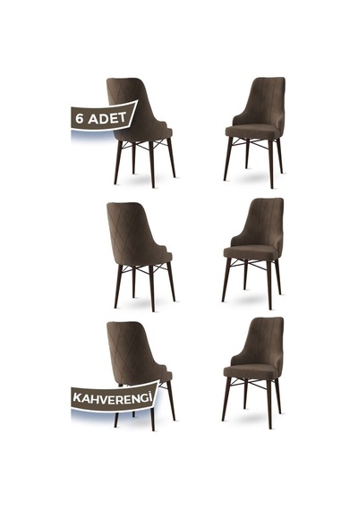 Canisa Neta Serisi, 1.sınıf Babyface Kumaş Sandalye, Ceviz Gürgen Ayak, 6 Adet Kahve Sandalye Sandalye Kahve Ayakları Ceviz