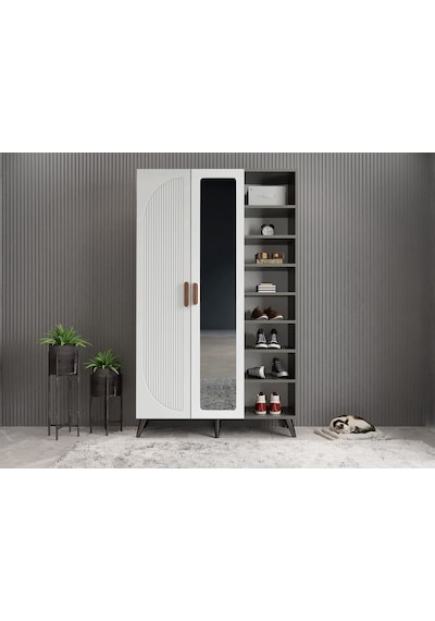 Robe Membran 3 Kapaklı Portmanto Montaj Dahil Füme Beyaz 120 Cm