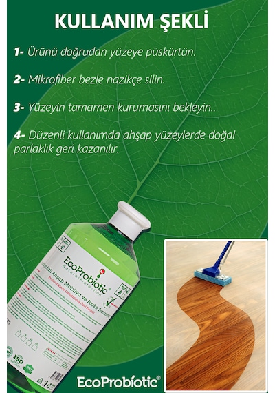 Probiyotikli Ahşap Mobilya Ve Parke Temizleyici Yüzey Temizleyici 1 Lt 1 L