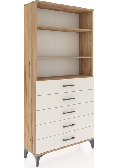Arges Dolap 3 Raflı 5 Çekmeceli 88x30x182 Çam-aytaşı Çam