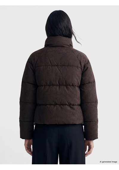 Lcw Vision Kahverengi Oversize Kadın Şişme Mont