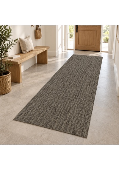 Kartela Halı Doğal Sisal Antrasit Koridor Mutfak Yolluk Halısı Kaymaz Taban Yıkanabilir 100x300 Cm