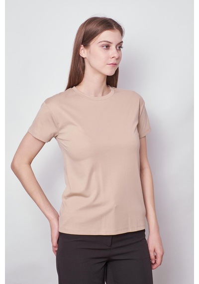 Jument Kadın Sıfır Yaka Kırışmaz Span Karışımlı Şık Kısa Kol Likralı T-shirt Bluz-koyu Bej K.bej Jument Kadın Sıfır Yaka Kırışmaz Span Karışımlı Şık Kısa Kol Likralı T-shirt Bluz-koyu Bej K.bej