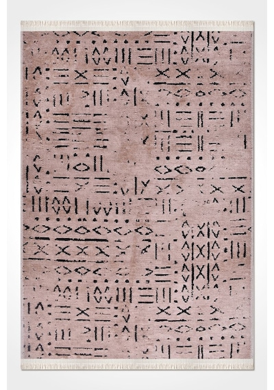 Venüs Kaymaz Tabanlı Bej Vizon Iskandinav Desenli Yumuşak Halı Pamuk Dokuma, Salon & Mutfak Kilim Bej