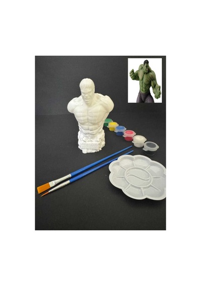 3d Hulk Figür Boyama Seti - Kendin Boya Hobi Ve Etkinlik Seti - Akrilik Boya + 2 Fırça