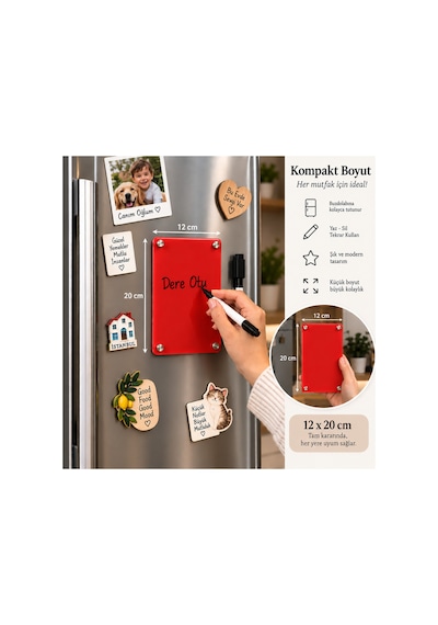 Akrilik Silinebilir Notluk Yazı Tahtası Mıknatıslı Not Panosu 12x20cm 2 Adet Kalemli Sürpriz Hediyeli 54049828