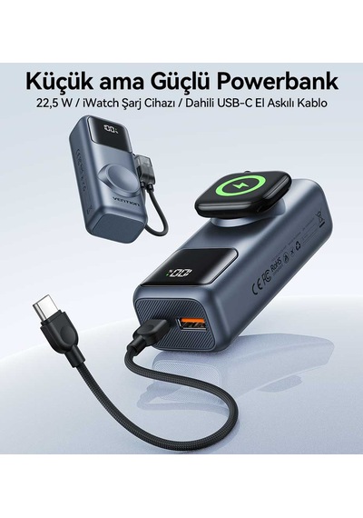 Vention Mini 10000mah 22,5w Power Bank Usb-c + Usb-a Dahili Usb-c Askı Kablolu, Kablosuz Saat Şarjlı Ve Led Ekranlı- Fkp 22.5w Vention Mini 10000mah 22,5w Power Bank Usb-c + Usb-a Dahili Usb-c Askı Kablolu, Kablosuz Saat Şarjlı Ve Led Ekranlı- Fkp 22.5w