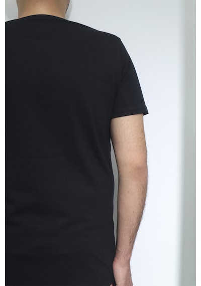 Santa Dmctekstil Erkek Düz Spor Kesim Dar Kalıp Bisiklet Yaka Battal T-shirt Siyah