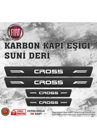 Egea Cross Uyumlu Deri Karbon Kapı Eşiği Koruyucu Bant 4 Adet
