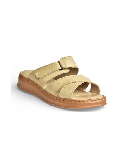 Fox Shoes Y555532503 Bej Hakiki Deri Kadın Terlik Bej