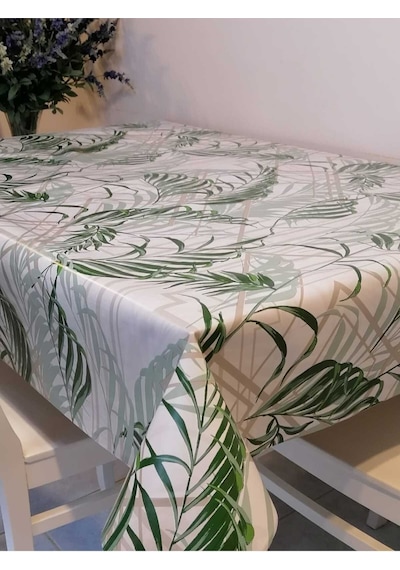 Elyaflı Pvc Muşamba - Desenli Silinebilir Masa Örtüsü 02mrl204a Yeşil