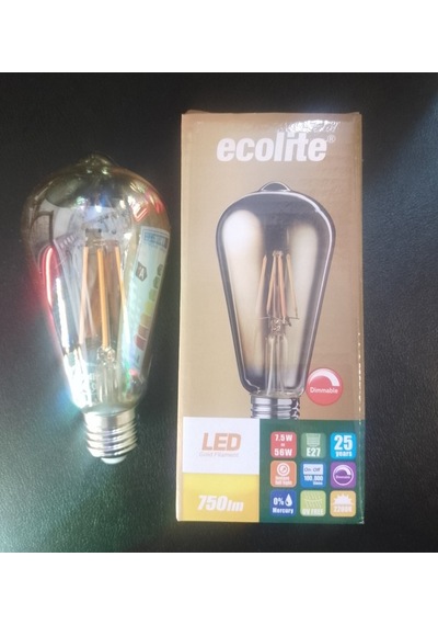 Ecolite E27 7,5w Gold Led Fılament Dimmerli Sarı Işık Led Ampul