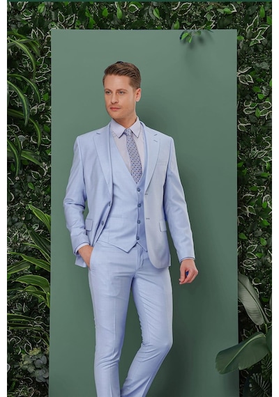 Efor Tk 871 Slim Fit Mavi Klasik Takım Elbise Mavi