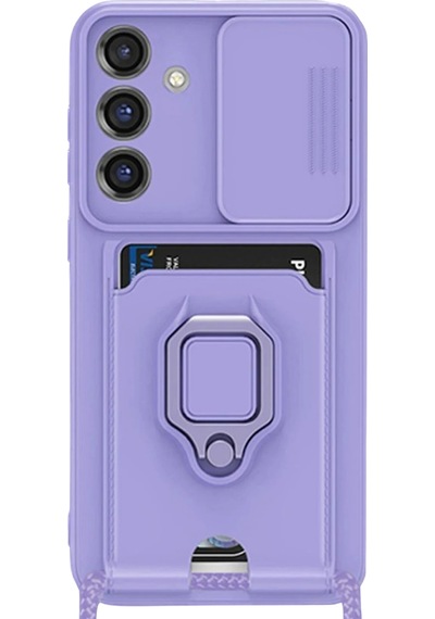 Ilkeshop Newface Samsung Galaxy Uyumlu S25 Plus Kılıf Zuma Kartvizitli Yüzüklü Silikon - Lila