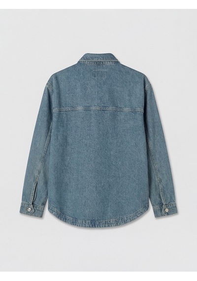 Lcw Everyday İndigo Gömlek Yaka Oversize Kadın Jean Ceket