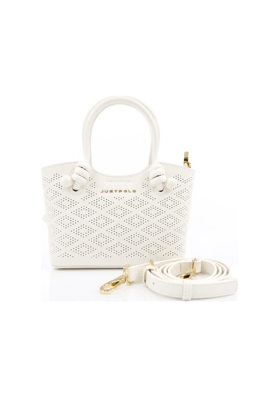 Just Polo Elite İthal Kadın Beyaz Mini El Ve Omuz Çantası Gold Detaylı Ebatlar Eni 21 Cm Boyu 14 Cm