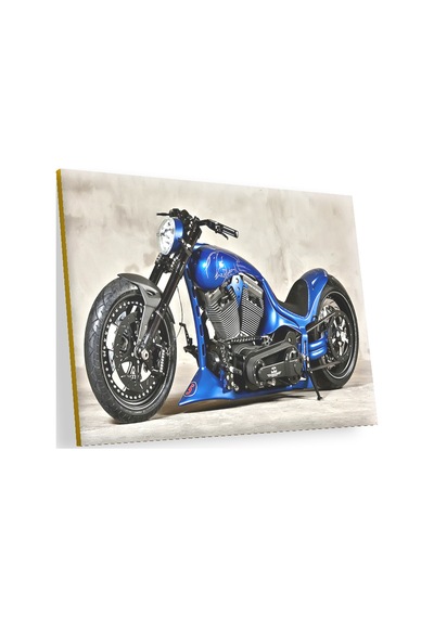 Cakasepetim Mavi Chopper Motorsiklet Ahşap Mdf Tablo