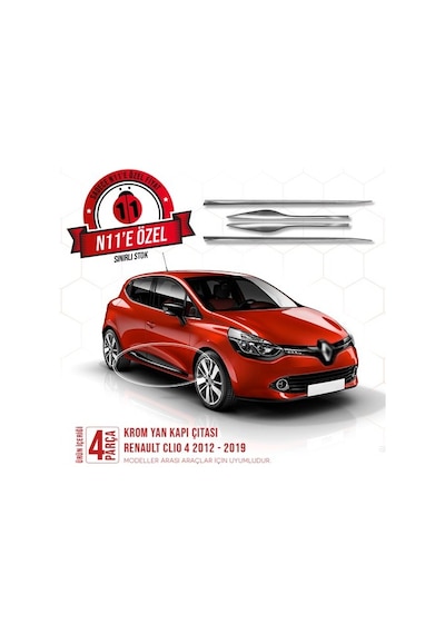 intakrom Renault Clio 4 Krom Yan Kapı Çıtası 4 Parça 2012-2021- Hb-Sw N11.2659