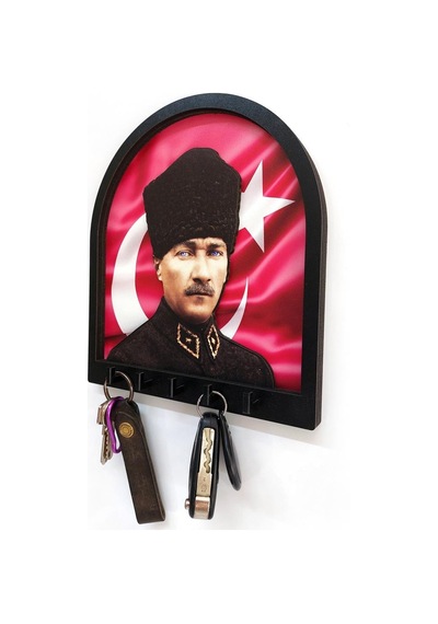 Cajuart Boyutlu Kabartma Tasarım Atatürk Bayrak Tema Anahtarlık Duvar Askılık Dekor