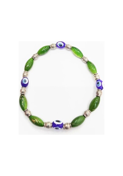 Oriental Kuyumculuk Jewellery Nazarlıklı Yeşil Bileklik Siyah