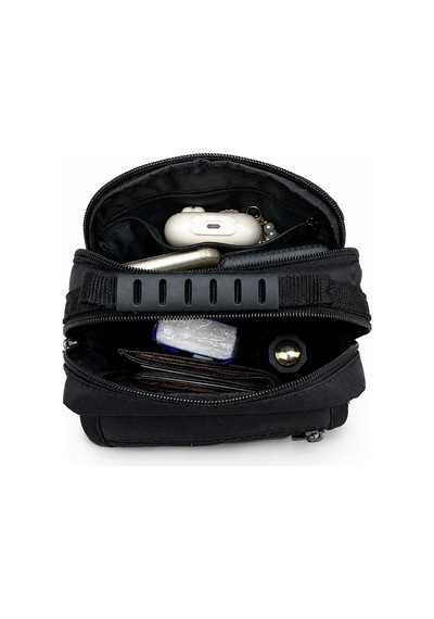 Unisex Çok Bölmeli Günlük Organizer El Ve Omuz Çantası Siyah