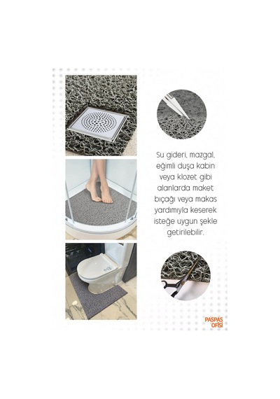 Banyo Paspası Duşa Kabin Paspası Su Sıçratmaz Paspas Kaydırmaz Paspas 50x50 Cm Kırmızı