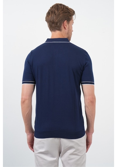İmza Lacivert Polo Yaka Kısa Kol Örme Comfort Fit %100 Pamuk Kazak 1012260151