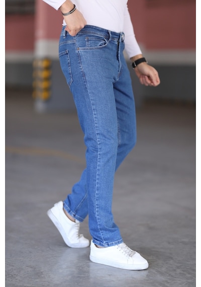 Myrab Denim Siyah Erkek Regular Fit Rahat Kesim Jean Pantolon Mavi