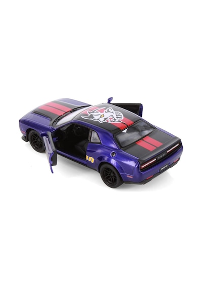 1:38 Ölçek Dodge Challenger Demon Metal Oyuncak Araba - Çek Bırak Açılır Kapılı Mor Çok Renkli