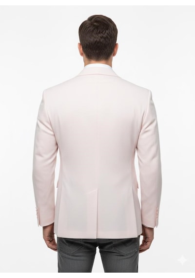 Plus Scorpion Erkek Blazer Ceket Slim Fit, Tek Düğme, Şık Davet Ve İş Kombin Ceketi Açık Pembe