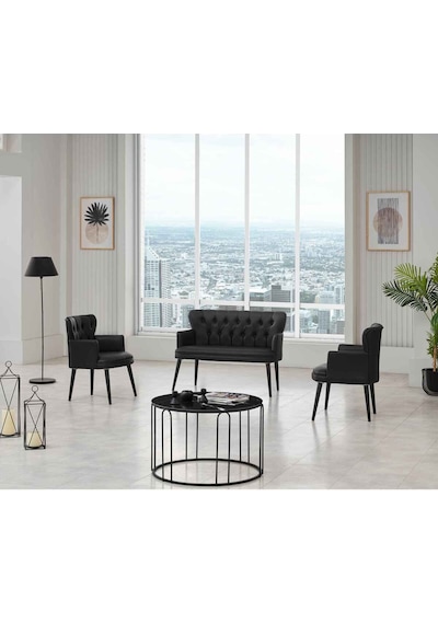 Garden House Siyah Deri Ahşap Ayaklı Kollu Ofis Koltuk Takımı Misafir Koltuğu Ofis Takımı Berjer Bekleme Koltuğu Siyah Garden House Siyah Deri Ahşap Ayaklı Kollu Ofis Koltuk Takımı Misafir Koltuğu Ofis Takımı Berjer Bekleme Koltuğu Siyah
