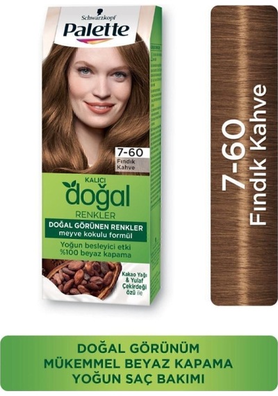 Palette Kalıcı Doğal Renkler Saç Boyası 7-60 Fındık Kahve X 2 Adet