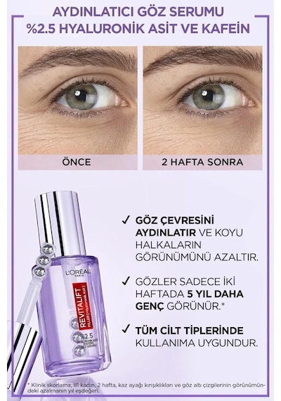 L'Oréal Paris Panorama Maskara + Elseve Hydra Serum + Revitalift Filler Göz Serumu + Çanta