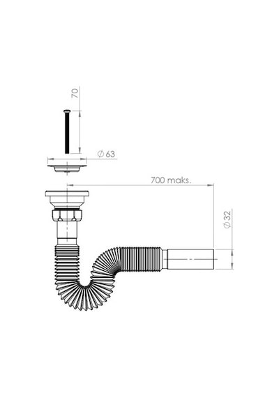 Donau Standart Körüklü Lavabo Sifonu Ø 32 Mm Donau