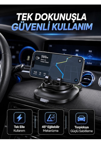 Gizlenebilir Telefon Numaralı Araç İçi Telefon Tutucu Torpido Üstü Telefon Standı Najmaddin
