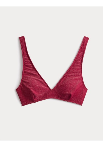 Marks & Spencer Parlak V Yaka Bikini Üstü Bordo