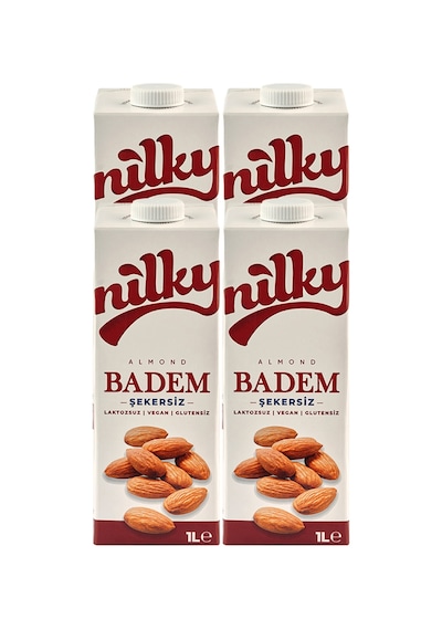 Şekersiz Badem Sütü Glütensiz Bitkisel Bazlı Laktosuz Vegan 4x1 Lt