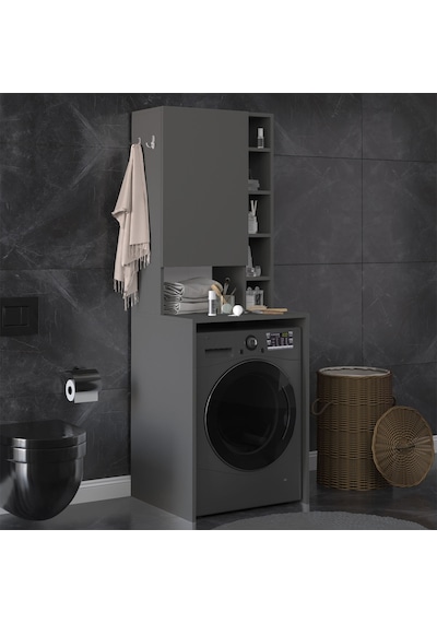 Asra Trend Çamaşır Makinesi Üstü Banyo Dolabı BD-02 %100 MDF Kapaklı Organizer Raf Antrasit Asra Trend Çamaşır Makinesi Üstü Banyo Dolabı BD-02 %100 MDF Kapaklı Organizer Raf Antrasit