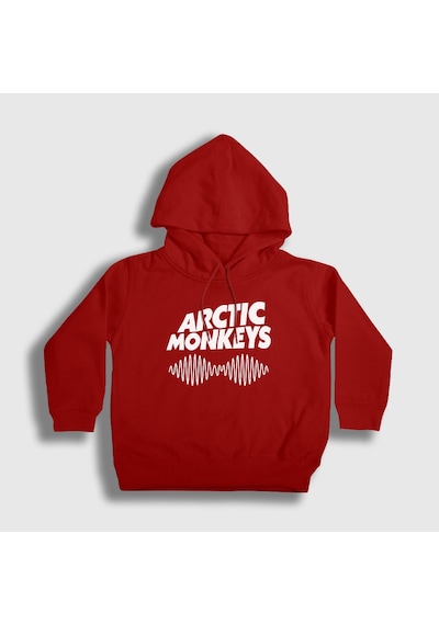 Presmono Unisex Çocuk Cover Arctic Monkeys Kapüşonlu Sweatshirt Kırmızı