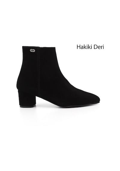 Gönderi(R) Gönderi R Siyah Süet Fermuarlı Sivri Burun Hakiki Deri Bot Siyah-Süet