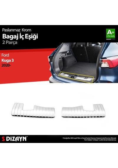 S-Dizayn  Ford Kuga 3 Krom Bagaj İç Eşiği 2 Prç. 2020 Üzeri